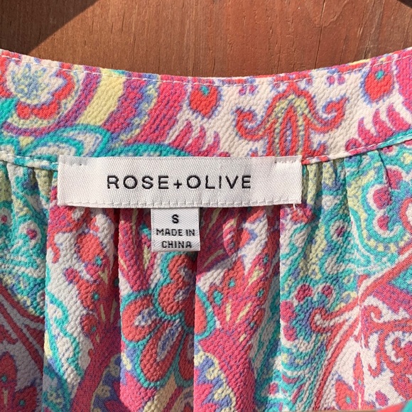 Rose + Olive Tribal Boho Hippie Retro Women’s Top Tassel Ties Size Small - Picture 2 of 11